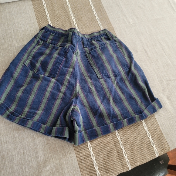 Sostanza vintage highwaist Jean shorts Sz 12 striped blue grey, pink - Picture 2 of 10